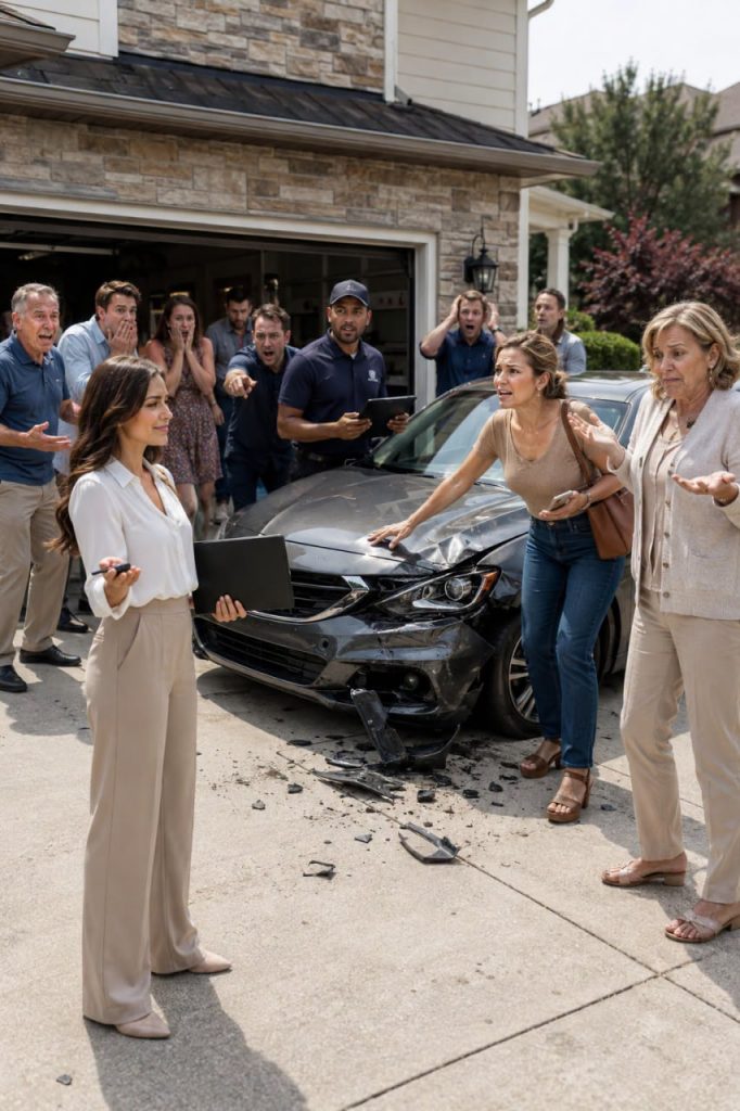 PART 1 My Sister Wrecked My New Sedan, Mom Excused Her Recklessness, Then I Revealed the Car Was Already Sold and Their Insurance Scheme Fell Apart Before Everyone at the Family Dinner