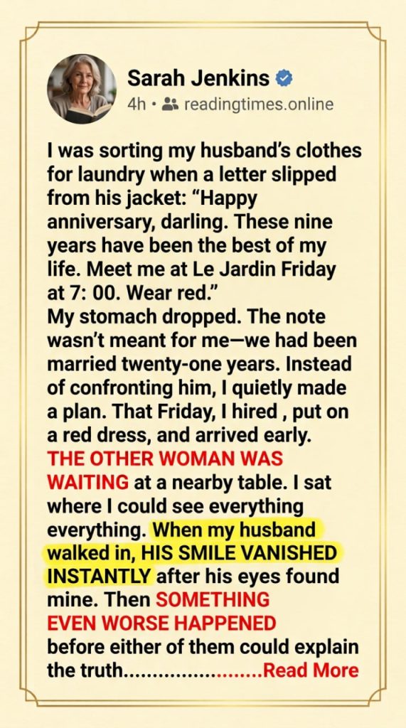 PART 1 – A Letter in My Husband’s Jacket Sent Me to a Restaurant Where I Was Never Supposed to Be