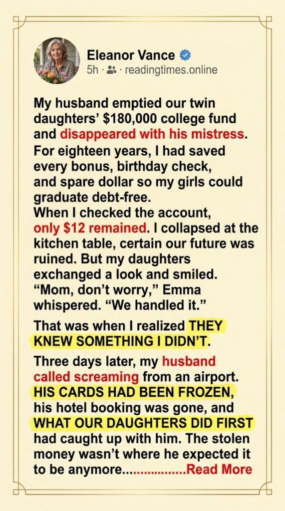 PART 1 – The Balance on the Screen Was Twelve Dollars, and My Daughters Were Far Less Surprised Than I Was