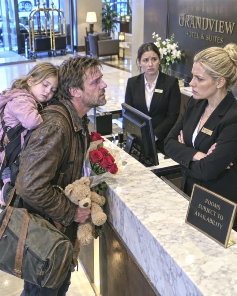 PART 1 – The Exhausted Father at the Reception Desk Had a Confirmed Reservation, but Two Employees Decided He Didn’t Belong in Their Luxury Hotel